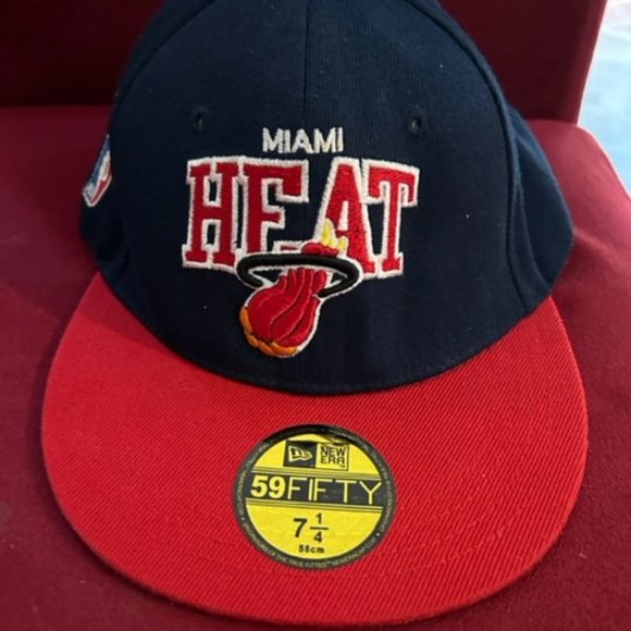 Miami Heat NBA New Era 59Fifty 7 1/4 Snap Back Hat Blue/Red - Picture 1 of 8